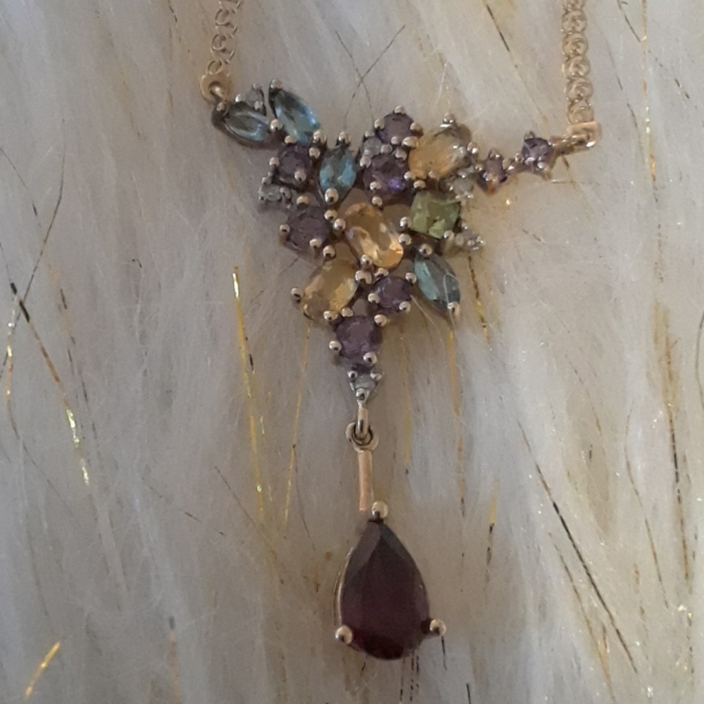10k multi gemstone necklace